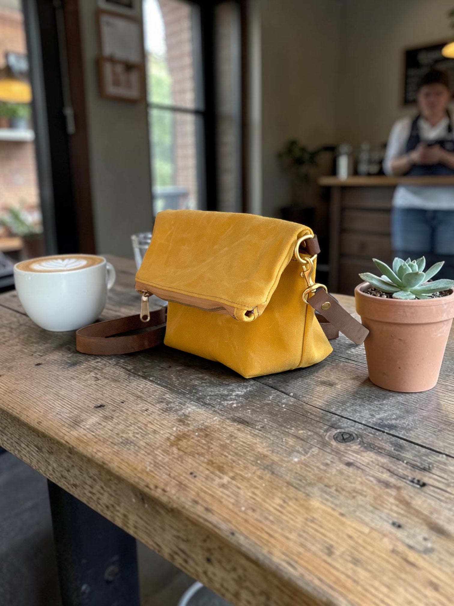 Stuart Zippered Waxed Canvas Fold-Over Crossbody Bag | 1820 Bag Co.