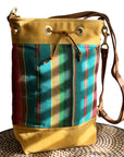 Wildwood Waxed Canvas Bucket Bag - Turquoise Strips - 1820 Bag Co.