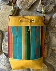 Wildwood Waxed Canvas Bucket Bag - Turquoise Strips - 1820 Bag Co.