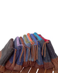 Marianna Repurposed Denim & Leather Pouch - Blue Zipper - 1820 Bag Co.
