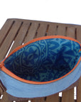 Marianna Repurposed Denim & Leather Pouch - Orange Zipper - 1820 Bag Co.