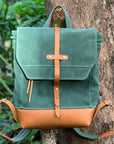 Archer Daypack in Leather & Waxed Canvas