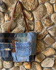Weston Recycled Patchwork Denim and Leather Tote Bag - 1820 Bag Co.