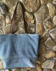 Juno Denim Weave & Leather Tote