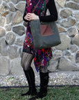 Daytona Waxed Canvas Hobo Bag with Recycled Leather Belt Strap, Boho Bag - 1820 Bag Co.