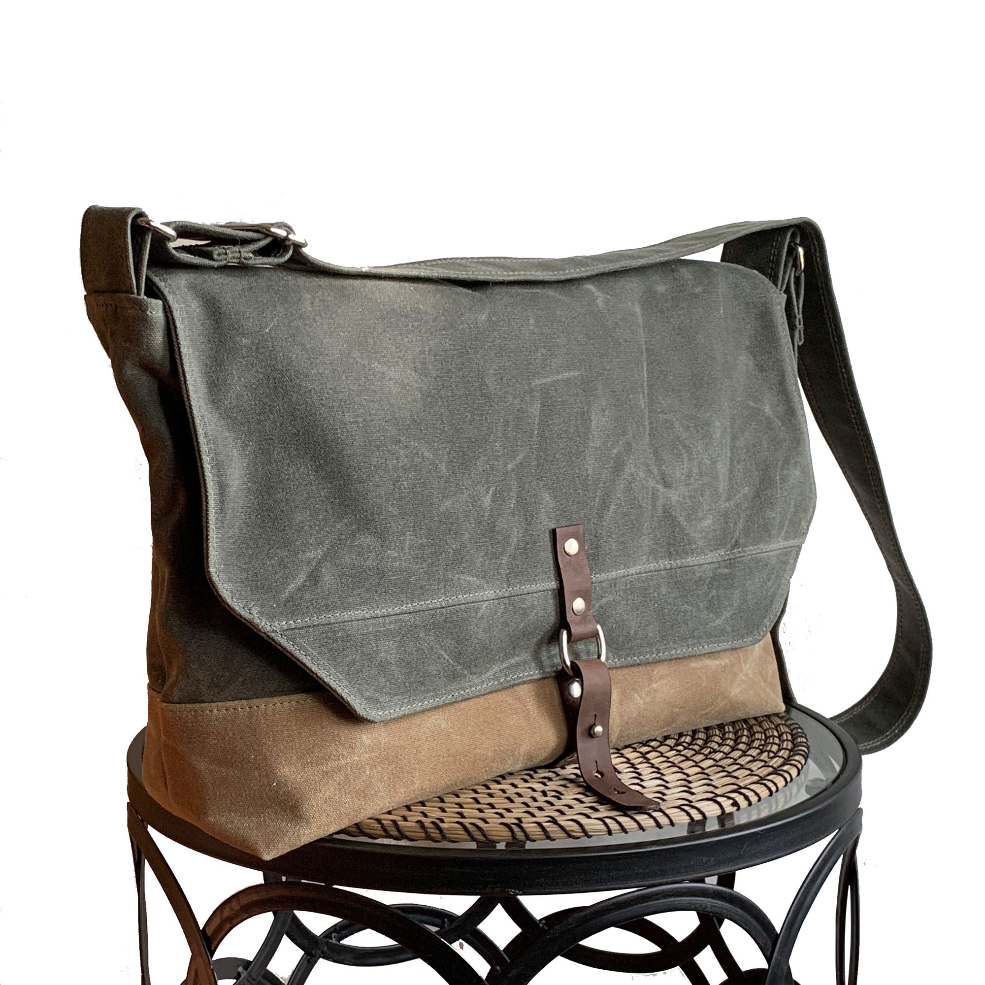 Sanford Waxed Canvas Messenger Bag, Laptop Bag – 1820 Bag