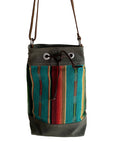 Wildwood Waxed Canvas Bucket Bag - Turquoise Strips - 1820 Bag Co.