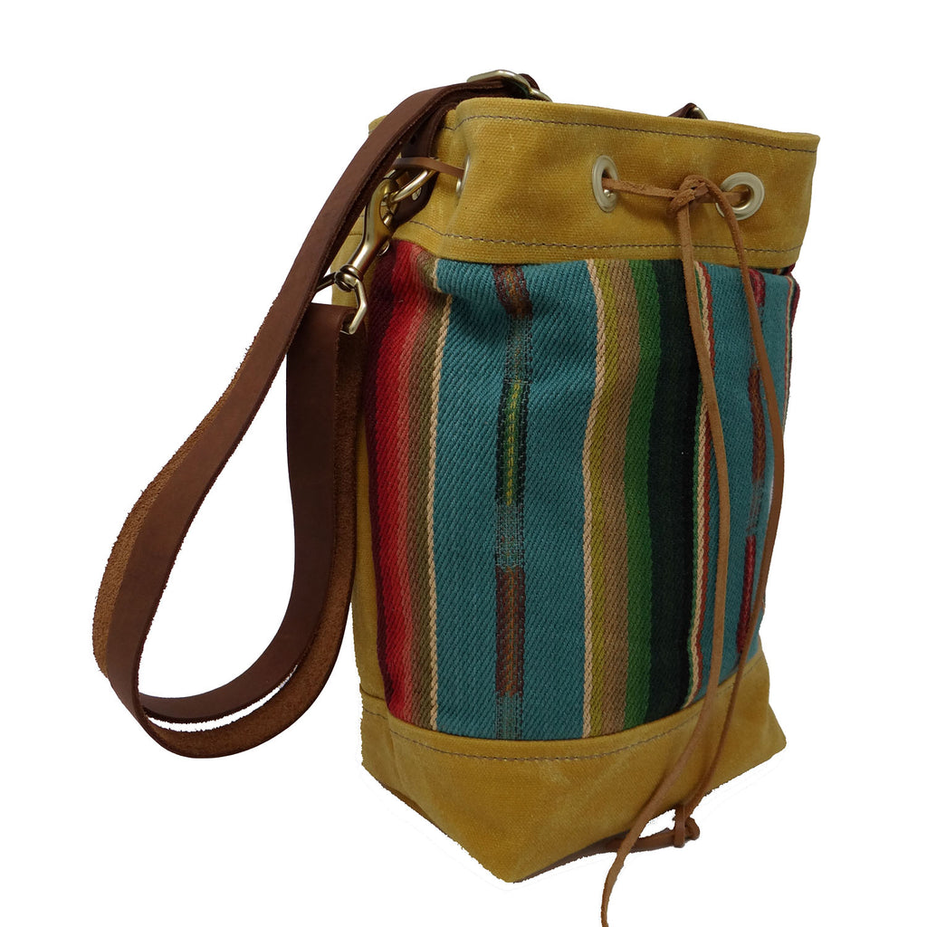 Wildwood Waxed Canvas Bucket Bag - Yellow and Turquoise - 1820 Bag Co.