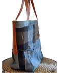 Weston Recycled Patchwork Denim and Leather Tote Bag - 1820 Bag Co.