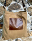 Daytona Waxed Canvas Hobo Bag with Recycled Leather Belt Strap, Boho Bag - 1820 Bag Co.