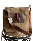 Daytona Waxed Canvas Hobo Bag with Recycled Leather Belt Strap, Boho Bag - 1820 Bag Co.
