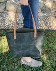 Sarasota Leather Tote - Rustic Sage Green - 1820 Bag Co.