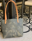 Sarasota Leather Tote - Rustic Sage Green - 1820 Bag Co.