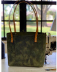 Sarasota Leather Tote - Rustic Sage Green - 1820 Bag Co.