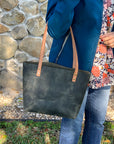 Sarasota Leather Tote - Rustic Sage Green - 1820 Bag Co.