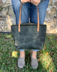 Sarasota Leather Tote - Rustic Sage Green - 1820 Bag Co.