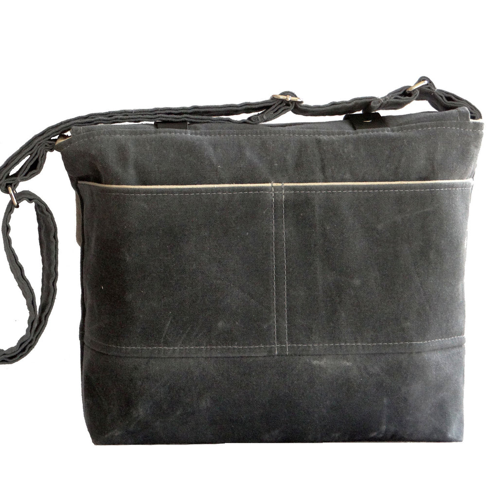 Grayton Waxed Canvas Messenger Bag with Black Leather Strap Closure - 1820 Bag Co.