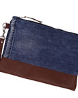 Marianna Repurposed Denim & Leather Zippered Wristlet - 1820 Bag Co.