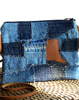 Juno Repurposed Denim & Leather Zippered Crossbody - 1820 Bag Co.