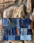Juno Repurposed Denim & Leather Zippered Crossbody - 1820 Bag Co.