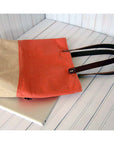 Panama Linen and Burlap Tote Bag - Orange and Burlap - 1820 Bag Co.