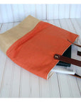 Panama Linen and Burlap Tote Bag - Orange and Burlap - 1820 Bag Co.