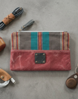 Taylor Zippered Waxed Canvas Pouch – Nautical Red / Stripe