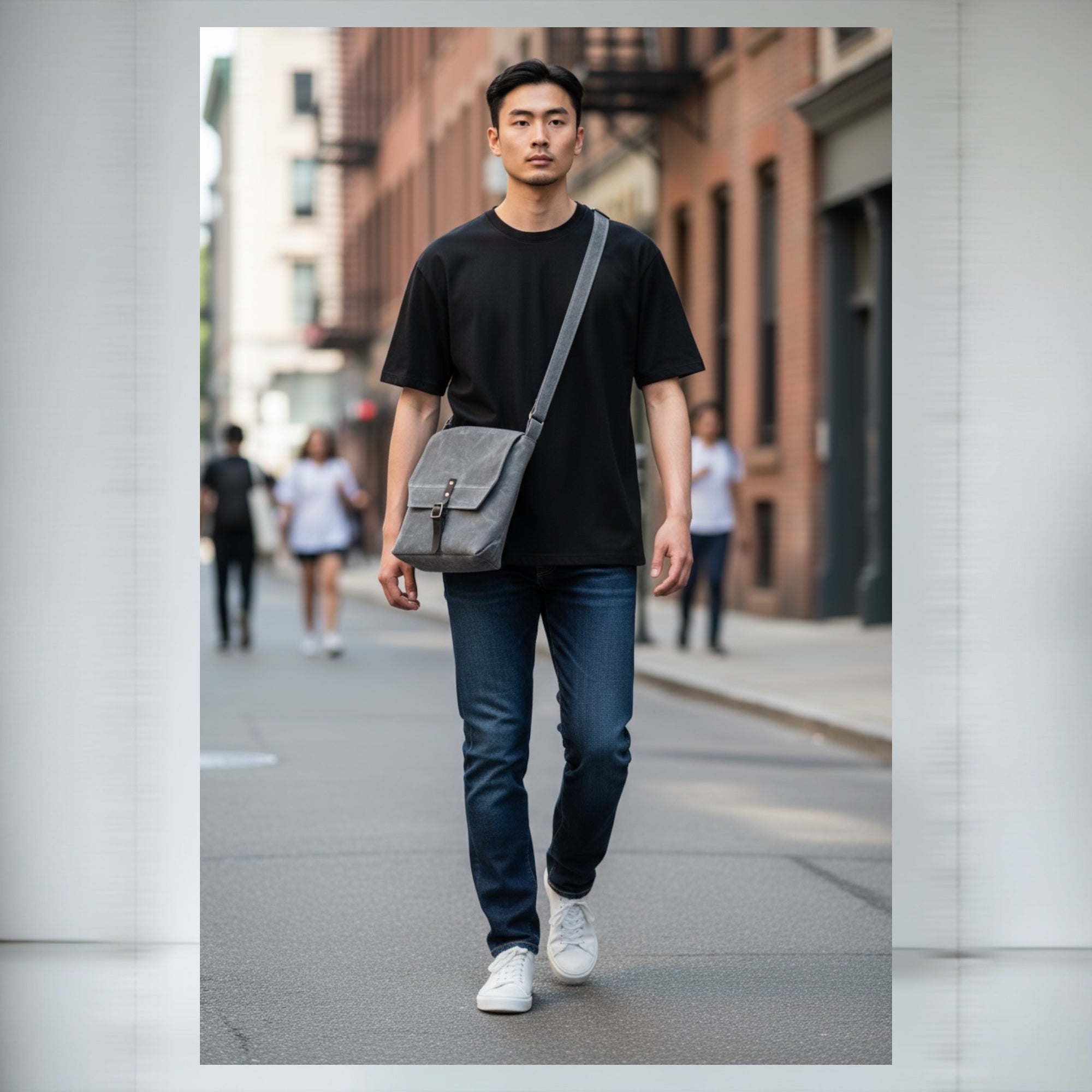 Hobe Satchel Waxed Canvas Bag - Large Gray