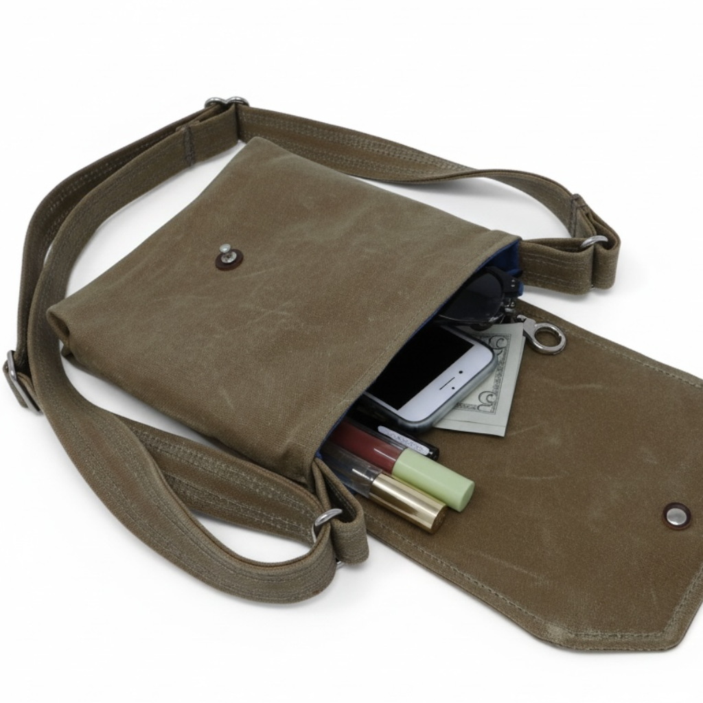 Hobe Waxed Canvas Crossbody Satchel – Lightweight Everyday Bag for Travel &amp; Daily Use