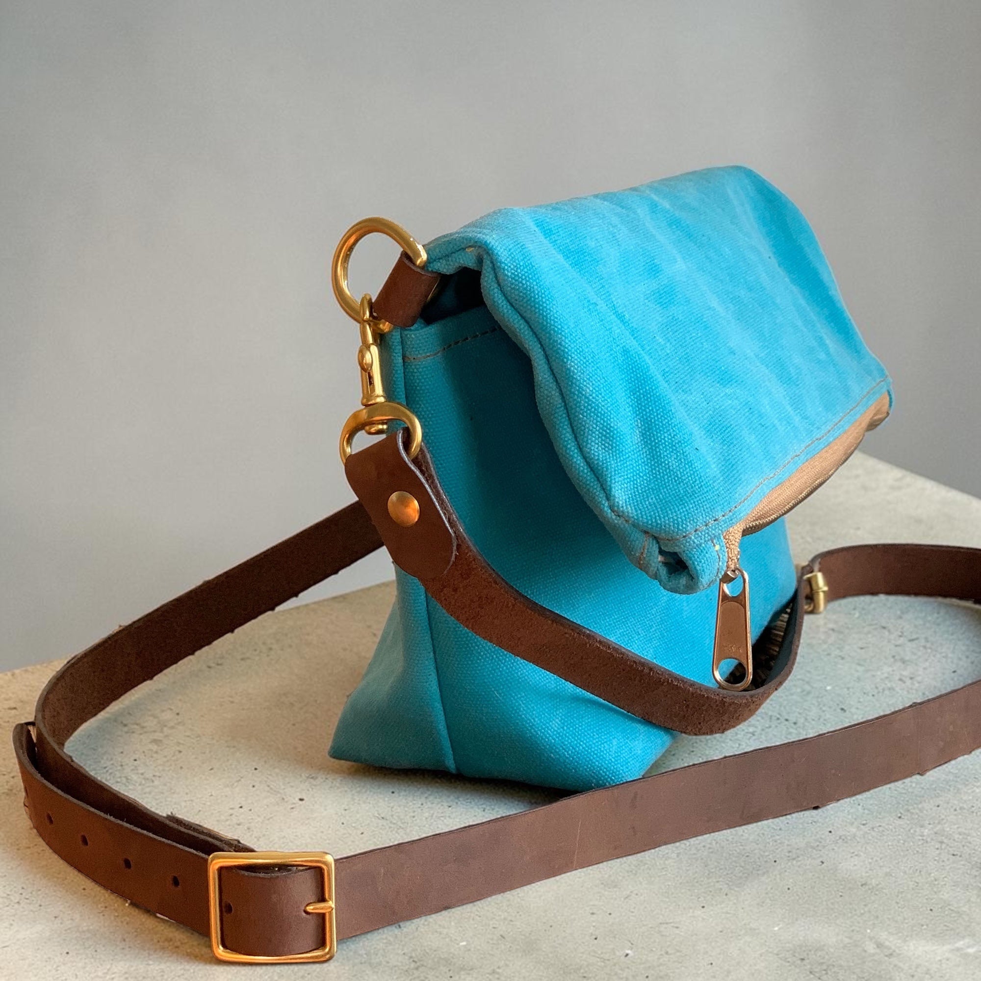 Stuart Zippered Waxed Canvas Fold-Over Crossbody Bag