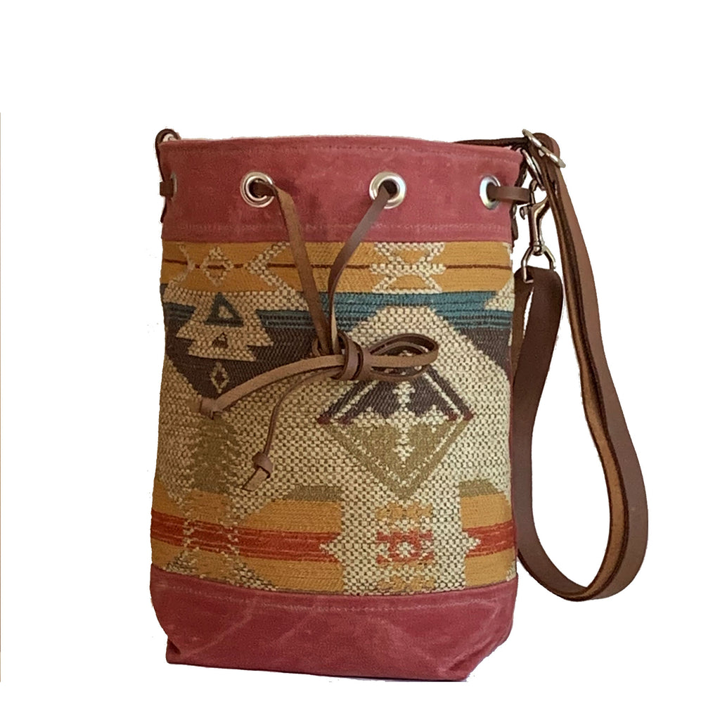 Wildwood Waxed Canvas Bucket Bag - Navajo Southwest - 1820 Bag Co.