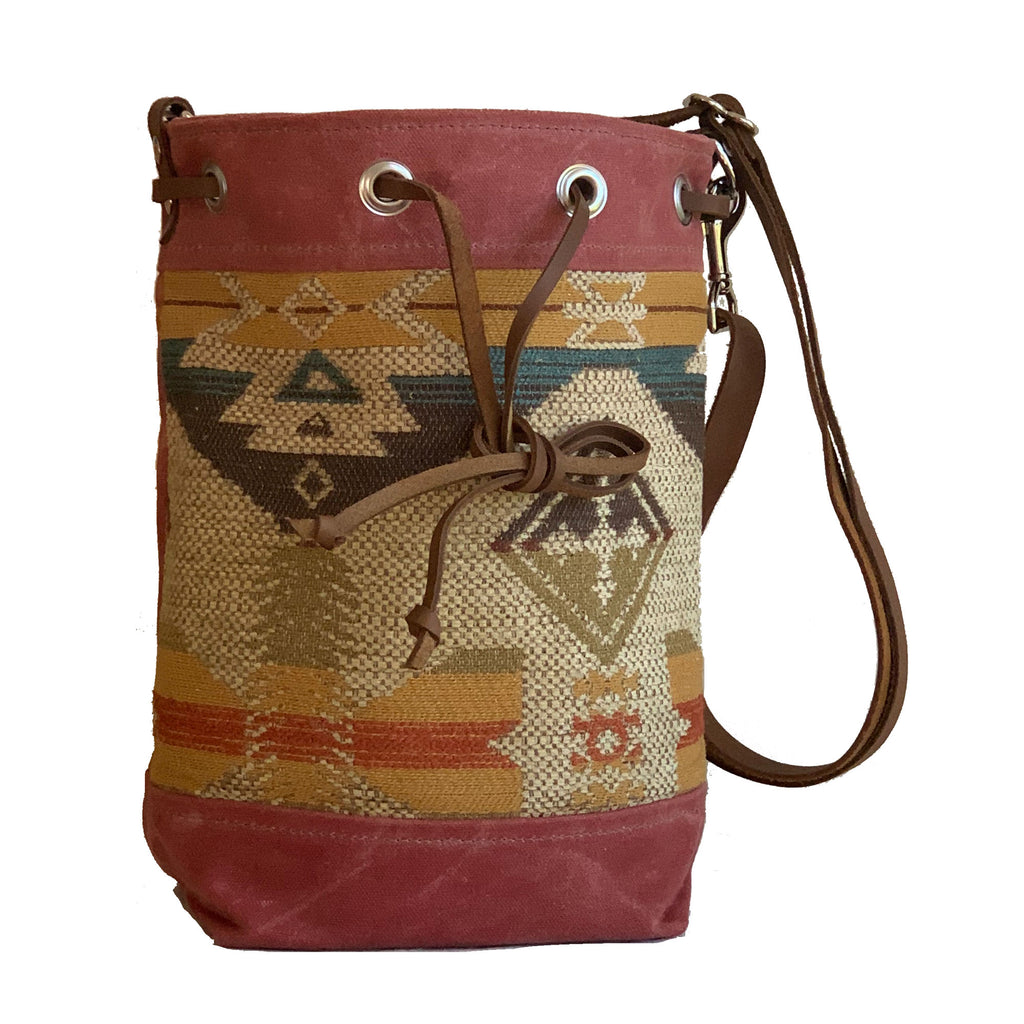 Wildwood Waxed Canvas Bucket Bag - Navajo Southwest - 1820 Bag Co.