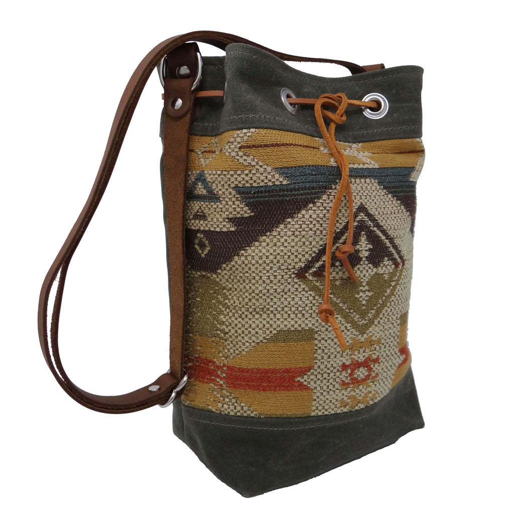 Wildwood Waxed Canvas Bucket Bag - Navajo Southwest - 1820 Bag Co.