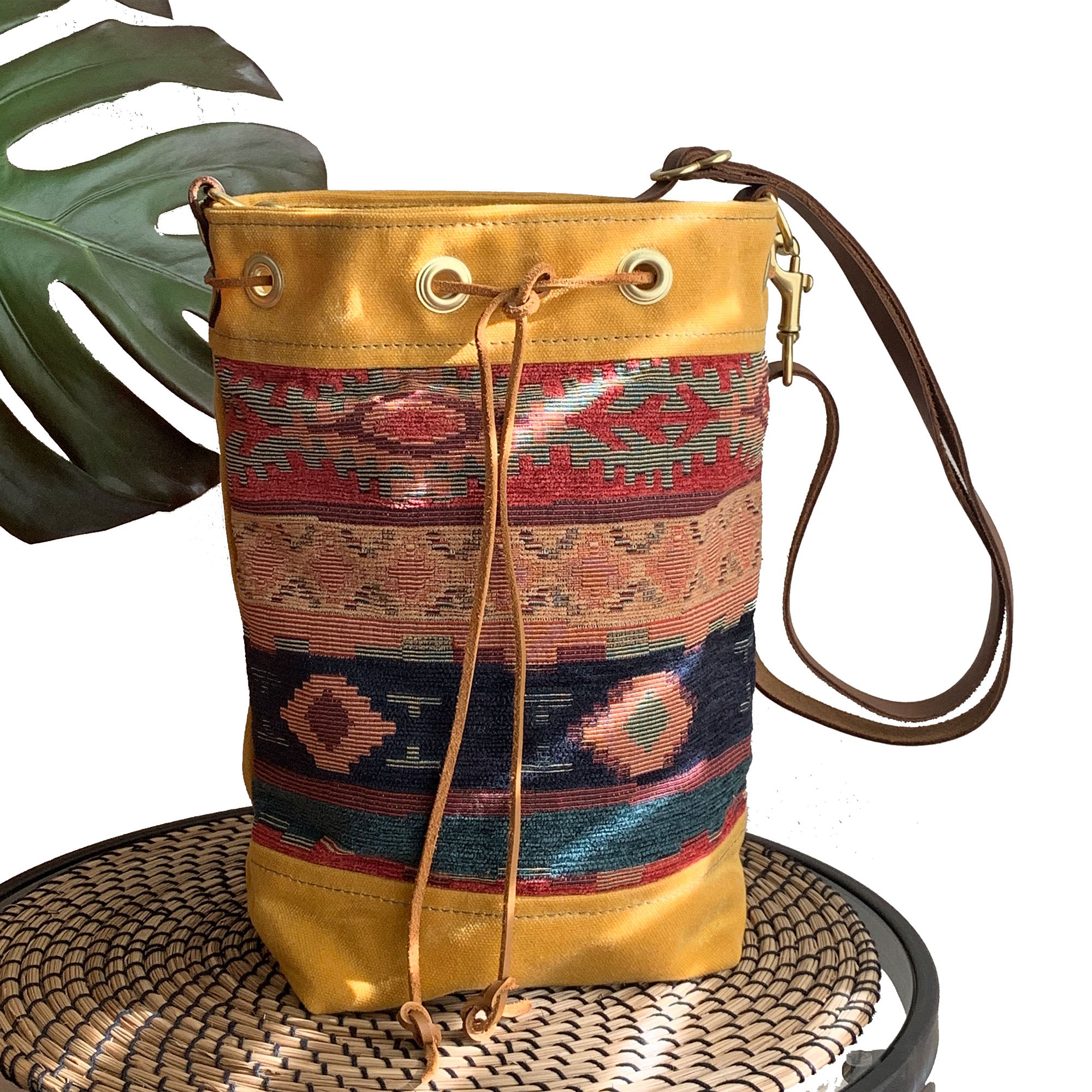 Wildwood Waxed Canvas Bucket Bag - Aztec - 1820 Bag Co.