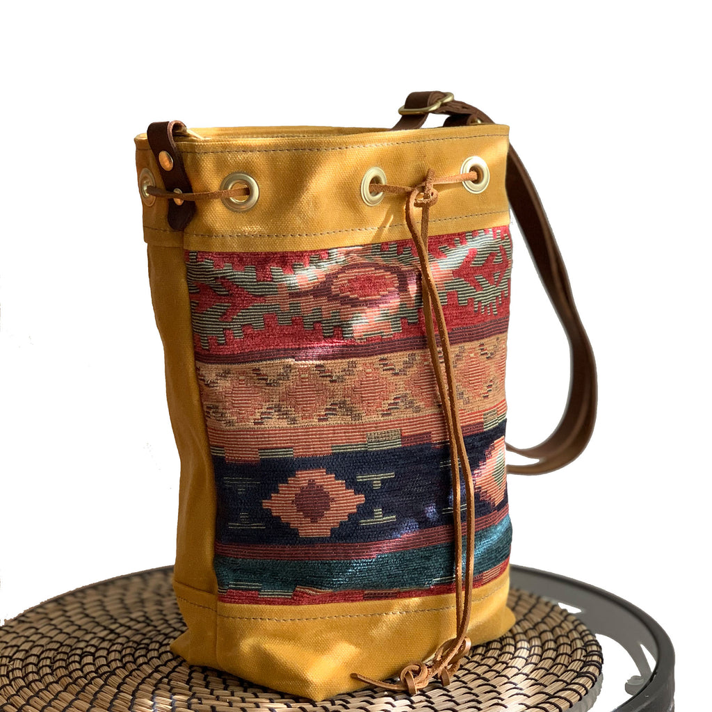 Wildwood Waxed Canvas Bucket Bag - Aztec - 1820 Bag Co.