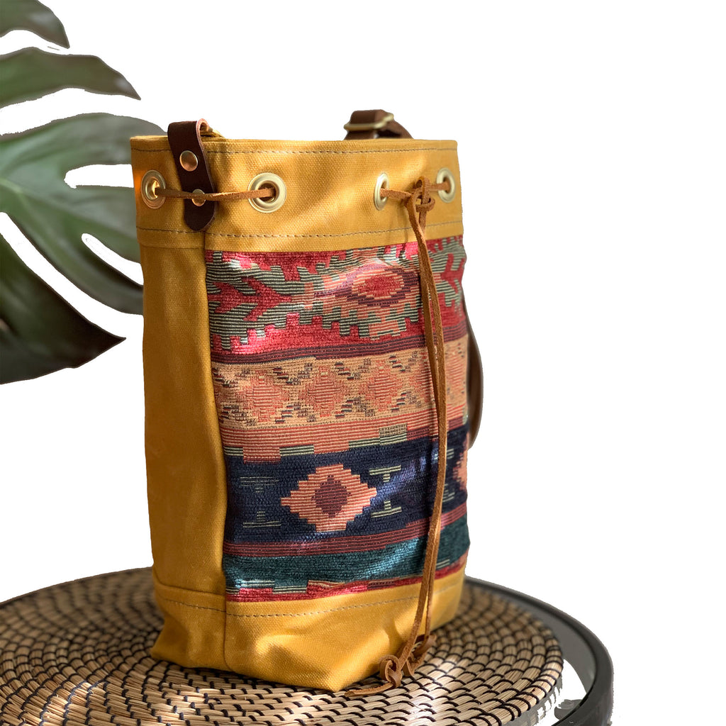 Wildwood Waxed Canvas Bucket Bag - Aztec - 1820 Bag Co.