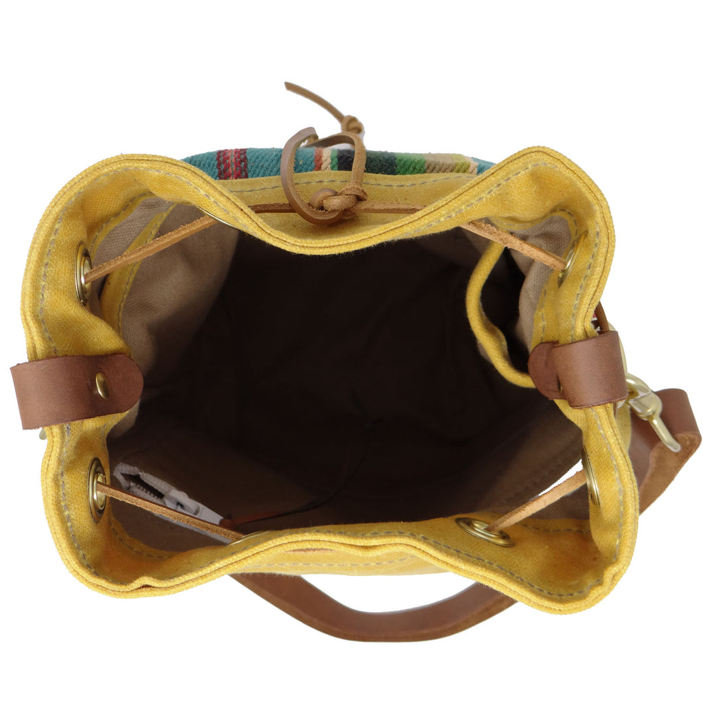 Wildwood Waxed Canvas Bucket Bag - Turquoise Strips - 1820 Bag Co.