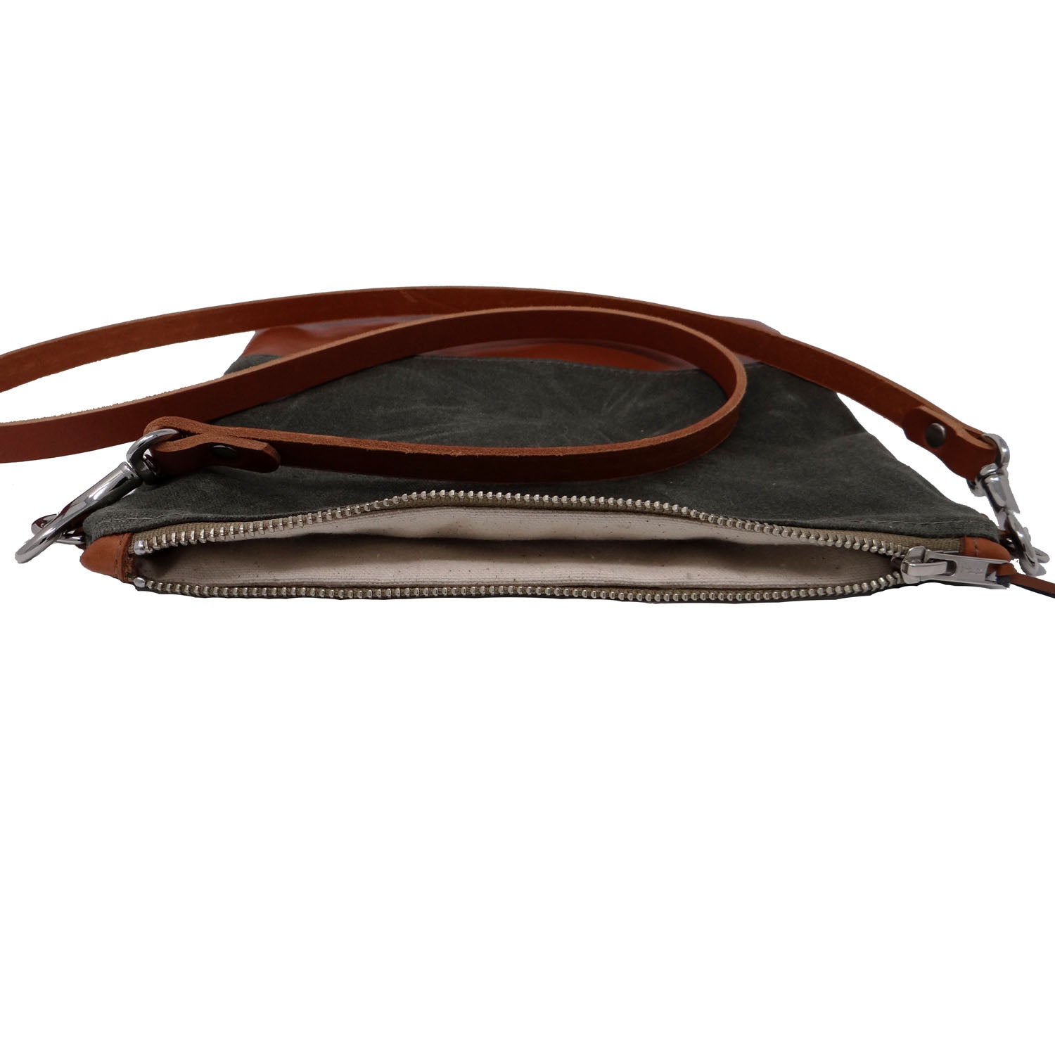 Sanibel Waxed Canvas &amp; Leather Crossbody Bag - Olive and Tan