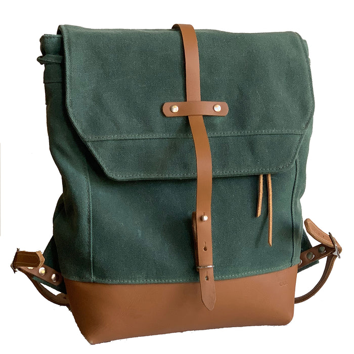Archer Daypack in Leather & Waxed Canvas - 1820 Bag Co.