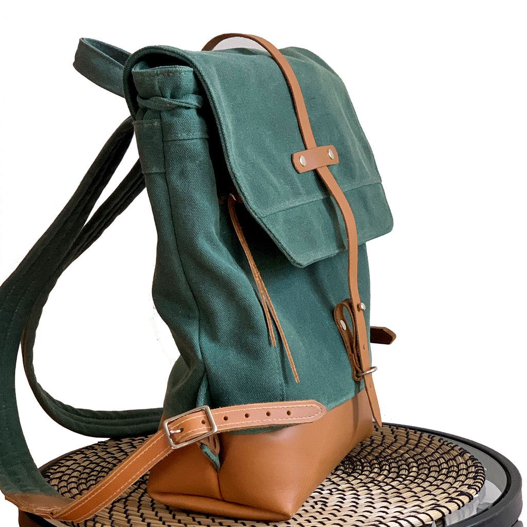 Archer Daypack in Leather & Waxed Canvas - 1820 Bag Co.