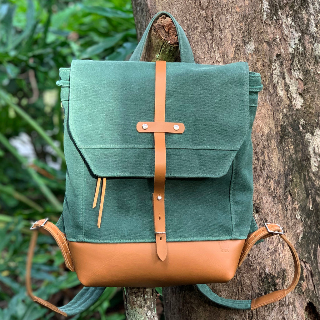 Archer Daypack in Leather & Waxed Canvas