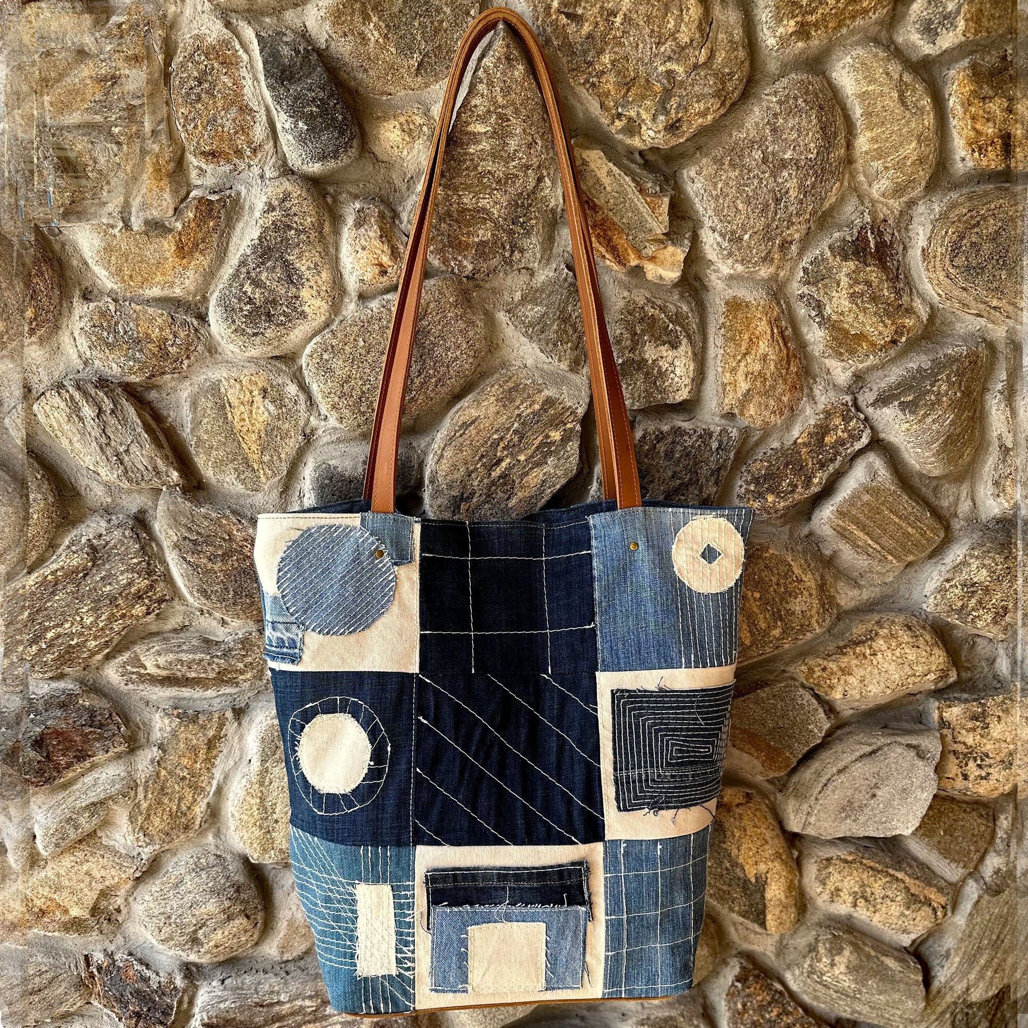 Juno Patchwork Denim &amp; Leather Tote