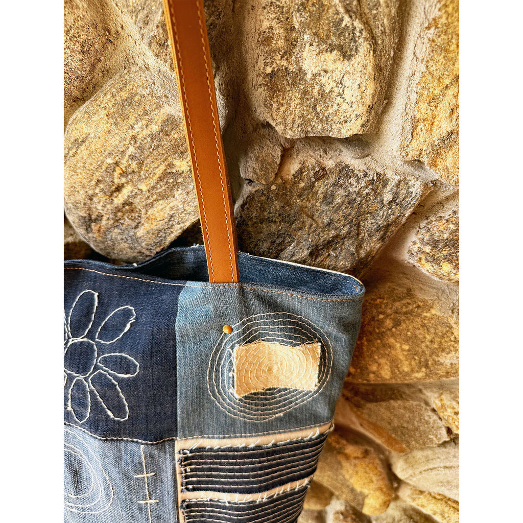 Juno Patchwork Denim & Leather Tote