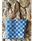 Juno Denim Weave & Leather Tote