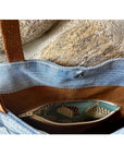 Juno Denim Weave & Leather Tote