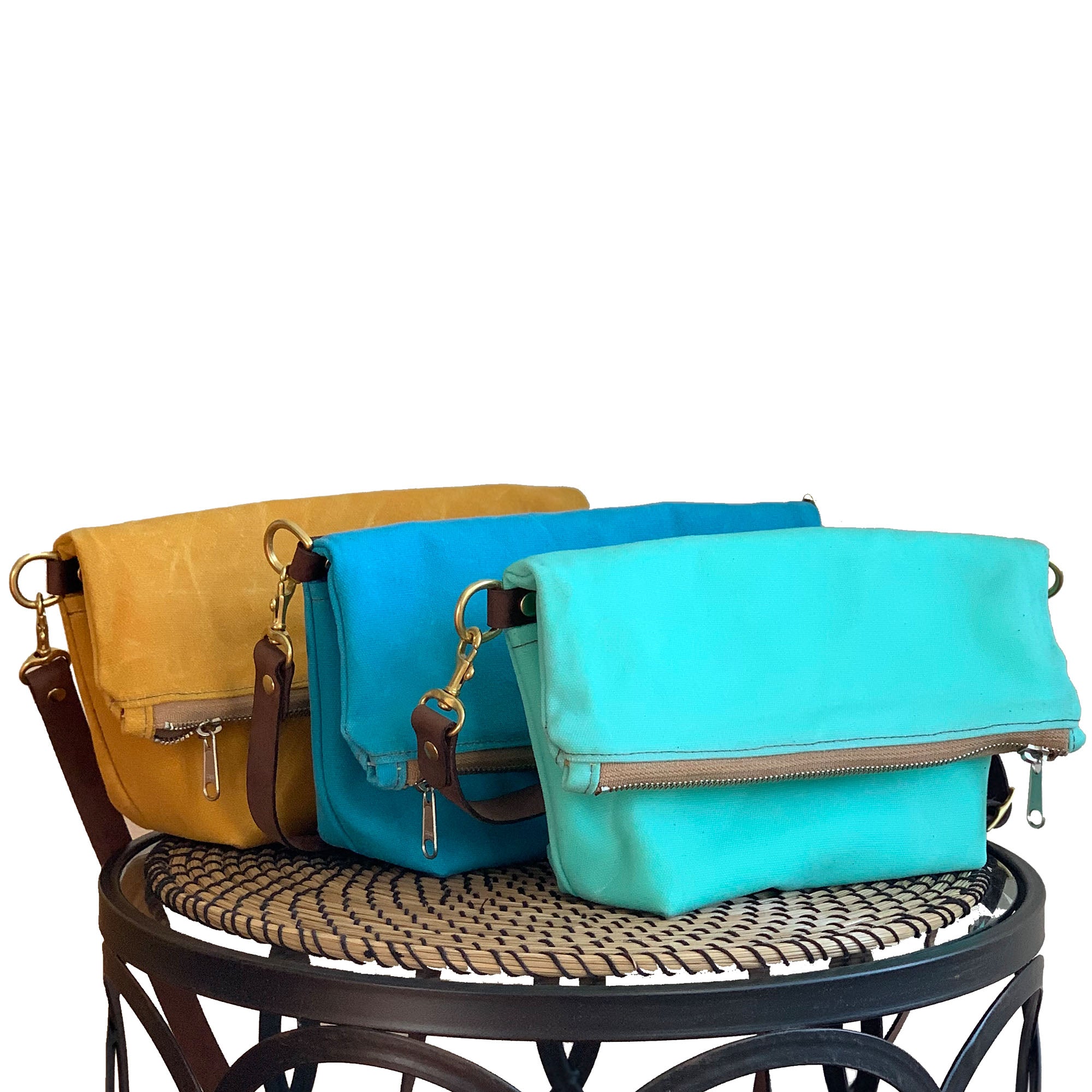 Stuart Zippered Waxed Canvas Fold-over Bag - 1820 Bag Co.