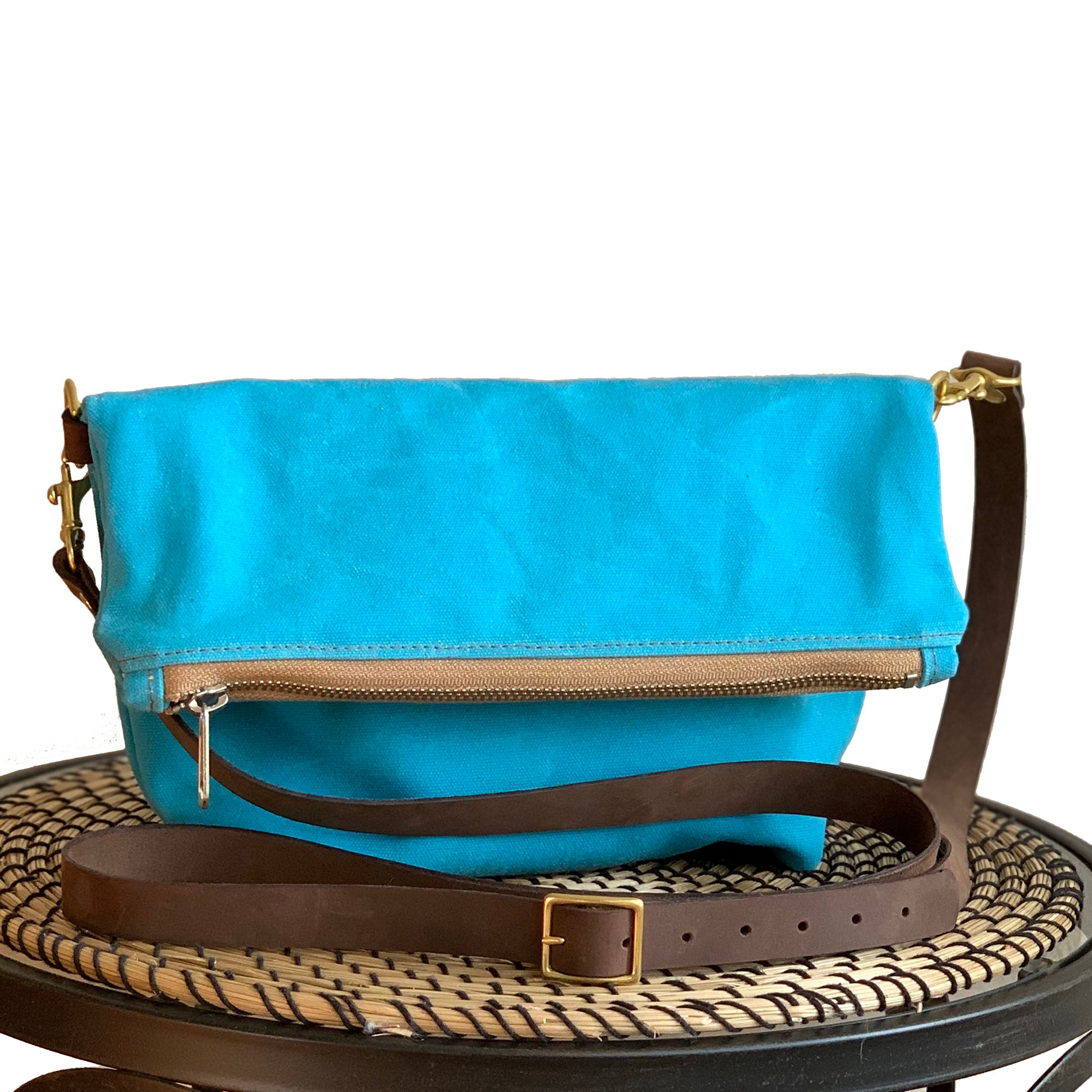 Stuart Zippered Waxed Canvas Fold-over Bag - 1820 Bag Co.