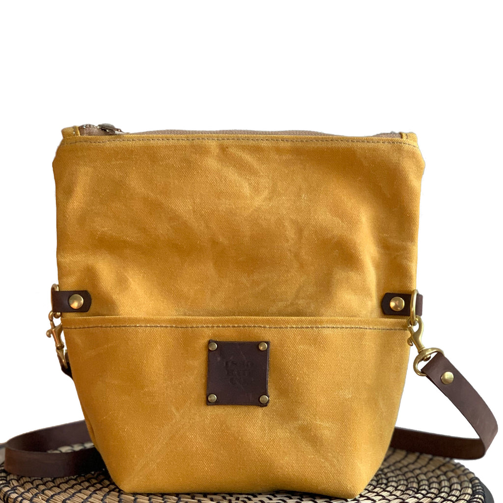 Stuart Zippered Waxed Canvas Fold-over Bag - 1820 Bag Co.