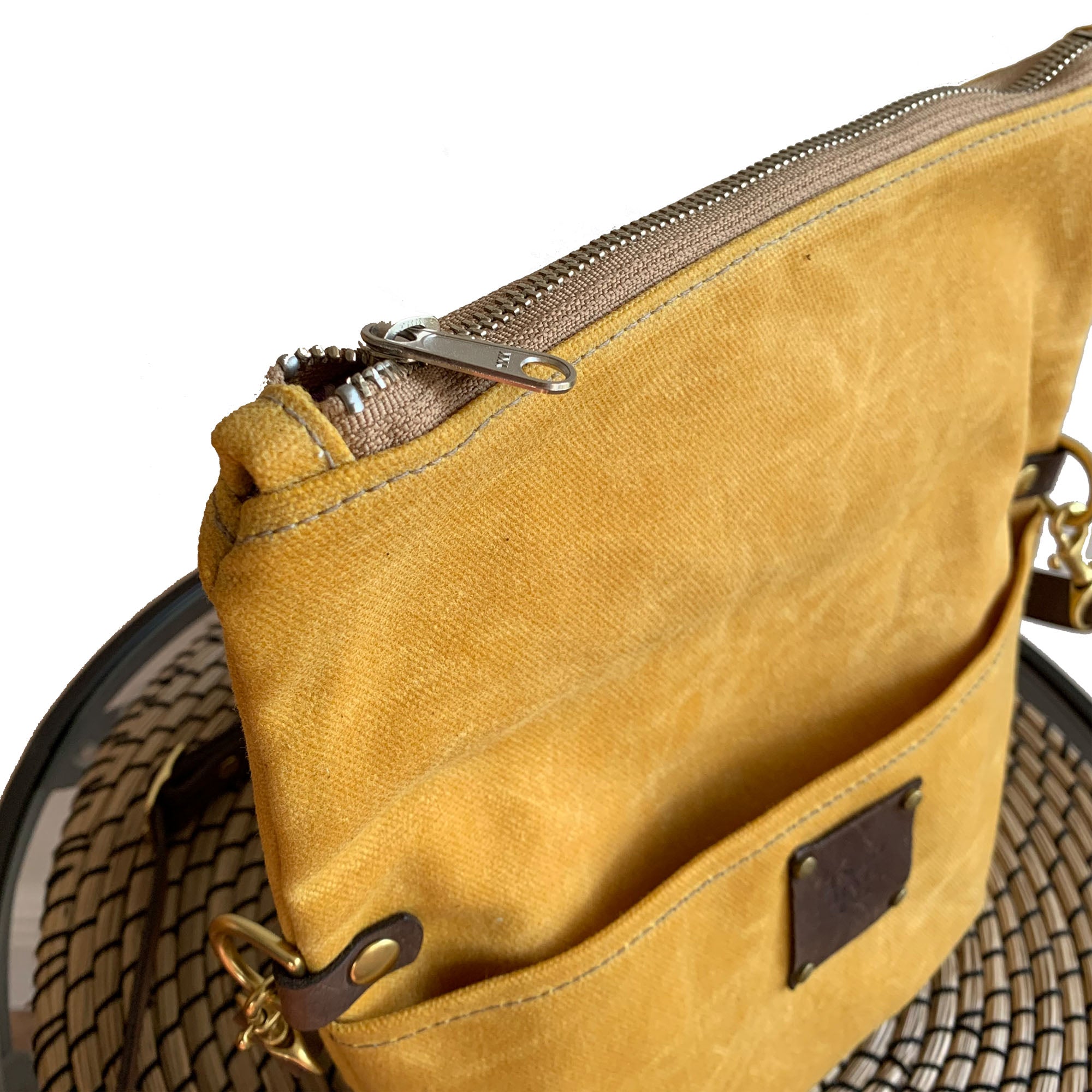 canvas and leather foldover backpack Stuart Zippered Waxed Canvas Fold-Over Crossbody Bag