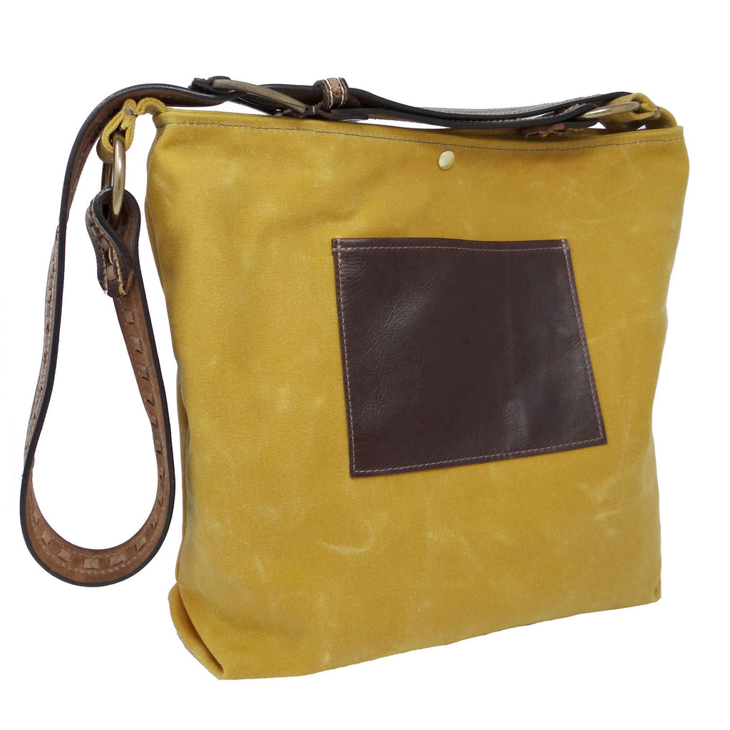 Daytona Waxed Canvas Hobo Bag with Recycled Leather Belt Strap, Boho Bag - 1820 Bag Co.